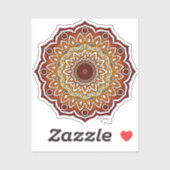 Sinaasappel & Bruine Spiraal en Bloemen Mandala Sticker (Vel)
