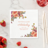 Sinaasappel Burgundy Rust Waterverf Floral Wedding Servet (Insitu)