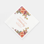 Sinaasappel Burgundy Rust Waterverf Floral Wedding Servet (Hoek)
