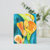 Sinaasappel Calla lelie bloem waterverf kunst Briefkaart (Staand voorkant)