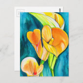 Sinaasappel Calla lelie bloem waterverf kunst Briefkaart (Voorkant / Achterkant)
