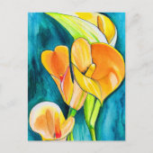 Sinaasappel Calla lelie bloem waterverf kunst Briefkaart (Voorkant)
