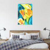 Sinaasappel Calla lelie bloem waterverf kunst Canvas Afdruk (Insitu (Slaapkamer))