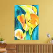 Sinaasappel Calla lelie bloem waterverf kunst Canvas Afdruk (Insitu (Woonkamer))