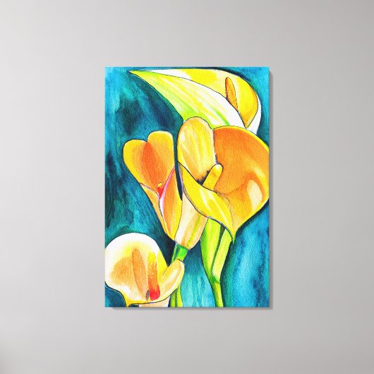 Sinaasappel Calla lelie bloem waterverf kunst Canvas Afdruk (Voorkant)