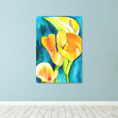 Sinaasappel Calla lelie bloem waterverf kunst Canvas Afdruk (Insitu (Houten vloer))