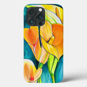 Sinaasappel Calla lelie bloem waterverf kunst Case-Mate iPhone Case