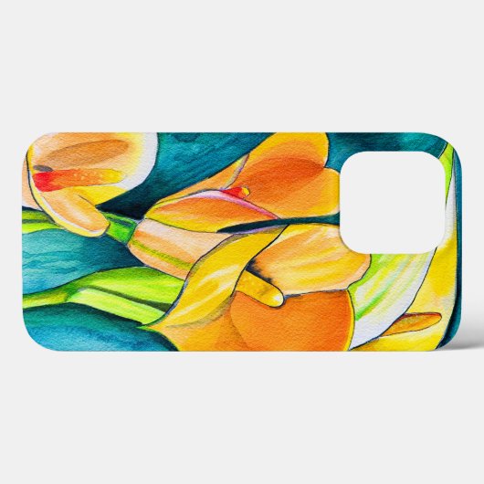 Sinaasappel Calla lelie bloem waterverf kunst Case-Mate iPhone Case (Achterkant (horizontaal))
