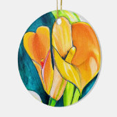 Sinaasappel Calla lelie bloem waterverf kunst Keramisch Ornament (Links)