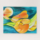Sinaasappel Calla lelie bloem waterverf kunst Legpuzzel (Horizontaal)