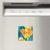 Sinaasappel Calla lelie bloem waterverf kunst Magneet (Insitu (Vaatwasser))