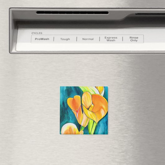 Sinaasappel Calla lelie bloem waterverf kunst Magneet (Insitu (Vaatwasser))