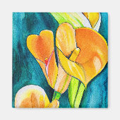 Sinaasappel Calla lelie bloem waterverf kunst Magneet (Voorkant)