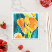 Sinaasappel Calla lelie bloem waterverf kunst Servet (Insitu)