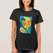 Sinaasappel Calla lelie bloem waterverf kunst T-shirt (Voorkant)