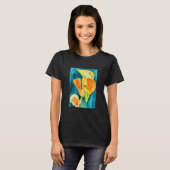 Sinaasappel Calla lelie bloem waterverf kunst T-shirt (Voorkant volledig)