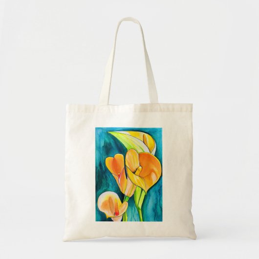 Sinaasappel Calla lelie bloem waterverf kunst Tote Bag (Voorkant)