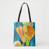 Sinaasappel Calla lelie bloem waterverf kunst Tote Bag (Voorkant)