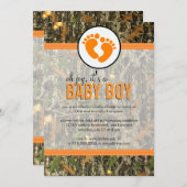 Sinaasappel - Camo Baby Boy Shower - Uitnodiging (Voorkant / Achterkant)