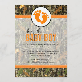 Sinaasappel - Camo Baby Boy Shower - Uitnodiging