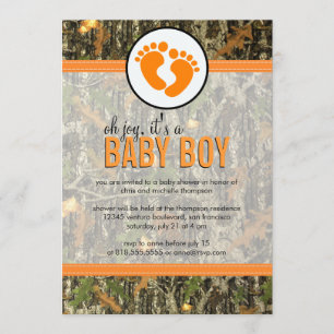 Sinaasappel - Camo Baby Boy Shower - Uitnodiging