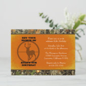 Sinaasappel - Camo Birthday Boy-uitnodigingen Kaart (Staand voorkant)