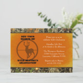 Sinaasappel - Camo Graduation Invitations Kaart (Staand voorkant)
