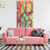 Sinaasappel Canna verlaat waterverf oorspronkelijk Canvas Afdruk (Insitu (Woonkamer))