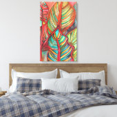 Sinaasappel Canna verlaat waterverf oorspronkelijk Canvas Afdruk (Insitu (Slaapkamer))