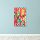 Sinaasappel Canna verlaat waterverf oorspronkelijk Canvas Afdruk (Insitu (Houten vloer))