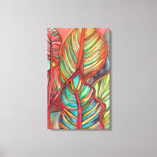 Sinaasappel Canna verlaat waterverf oorspronkelijk Canvas Afdruk (Voorkant)