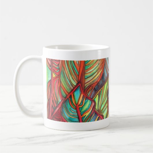 Sinaasappel Canna verlaat waterverf oorspronkelijk Koffiemok (Links)