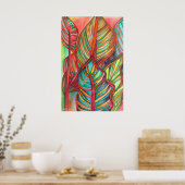 Sinaasappel Canna verlaat waterverf oorspronkelijk Poster (Keuken)