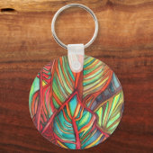 Sinaasappel Canna verlaat waterverf oorspronkelijk Sleutelhanger (Voorkant)