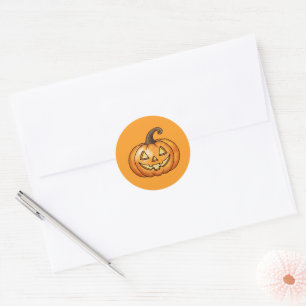 Sinaasappel Cartoon Jack O Lantern Pompoen Hallowe Ronde Sticker