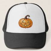 Sinaasappel Cartoon Jack O Lantern Pompoen Hallowe Trucker Pet (Voorkant)