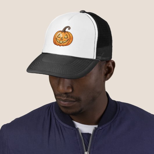 Sinaasappel Cartoon Jack O Lantern Pompoen Hallowe Trucker Pet (In situ)