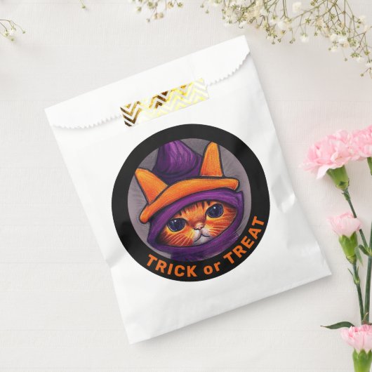 Sinaasappel Cat Paars Witch Pet Trick Treat Hallow Bedankzakje (Gezegeld)
