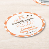 Sinaasappel Check Plaid Little Pumpkin Herfst Baby Ronde Kartonnen Onderzetter (Gebogen)