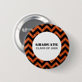 Sinaasappel Chevron Glitter Afstuderen Button (Voorkant /achterkant)