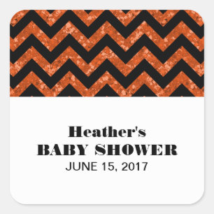 Sinaasappel Chevron Glitter Baby shower Stickers