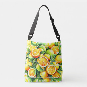 Sinaasappel Citroen Botanische Citroen Geometrisch Crossbody Tas