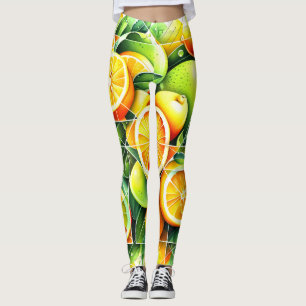 Sinaasappel Citroen Botanische Citroen Geometrisch Leggings