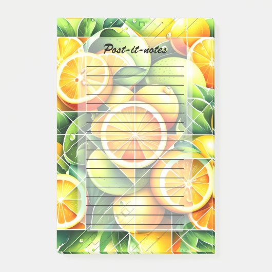 Sinaasappel Citroen Botanische Citroen Geometrisch Post-it® Notes (Voorkant)
