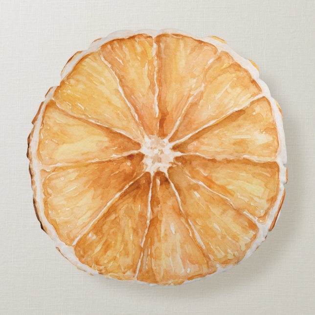 Sinaasappel & Citroen Schijf Fruit Rond Kussen (Voorkant)