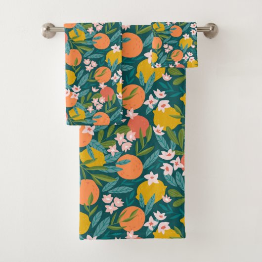 Sinaasappel & Citroenbloesempatroon Bad Handdoek (Insitu)