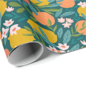  Sinaasappel & Citroenbloesempatroon Cadeaupapier (Rol Hoek)