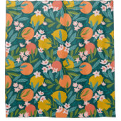  Sinaasappel & Citroenbloesempatroon Douchegordijn (Voorkant)