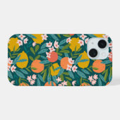 Sinaasappel & Citroenbloesempatroon iPhone 15 Case (Achterkant horizontaal)