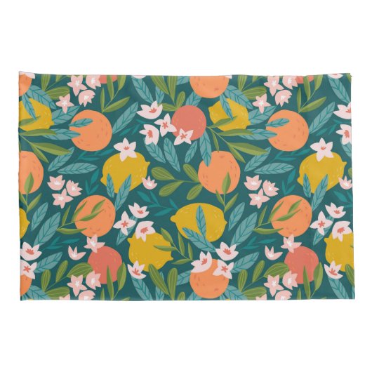 Sinaasappel & Citroenbloesempatroon Kussensloop (Achterkant-Rechts)